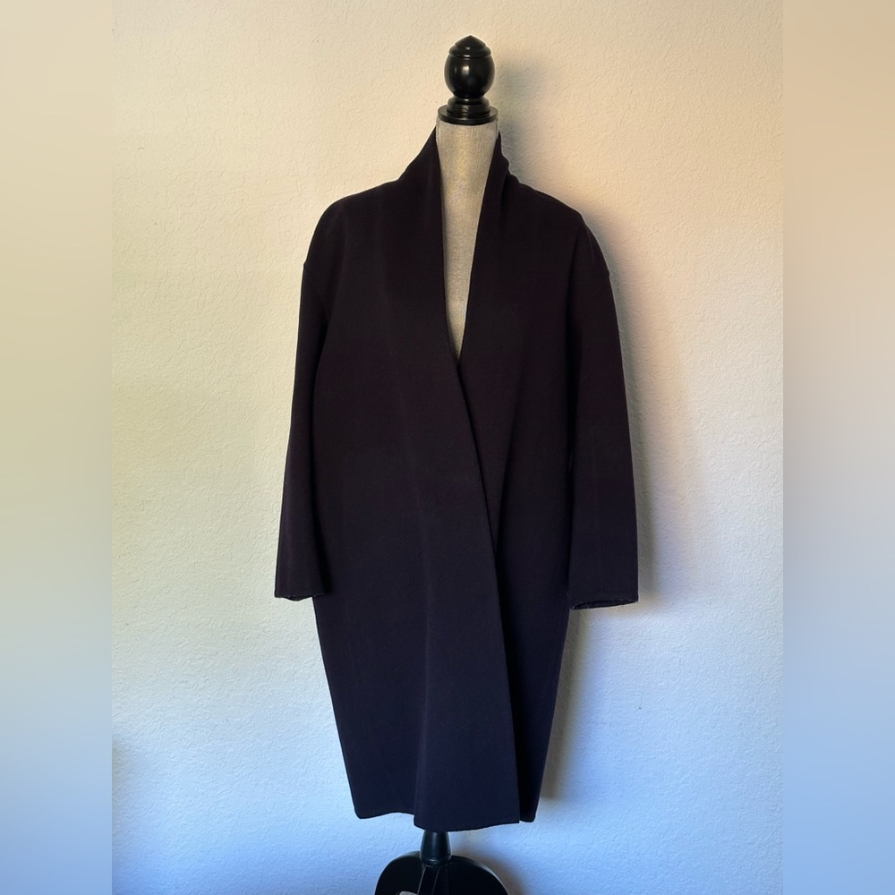 Vince high collar navy wool-blend coat women’s medium